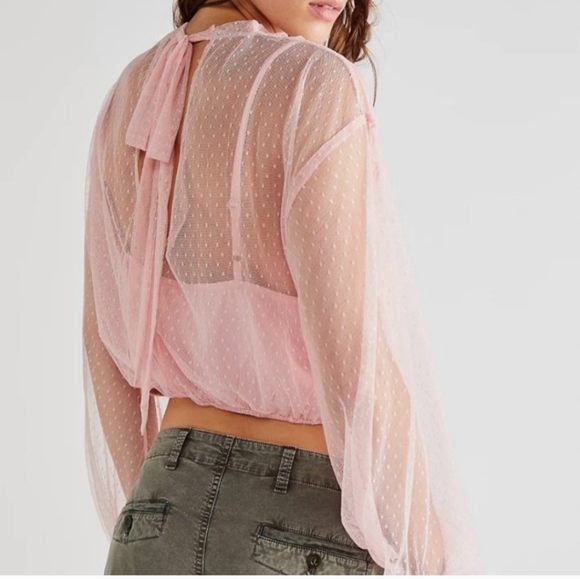 Free People Ellie Mesh Long Sleeve Sz Xs - Picture 3 of 5